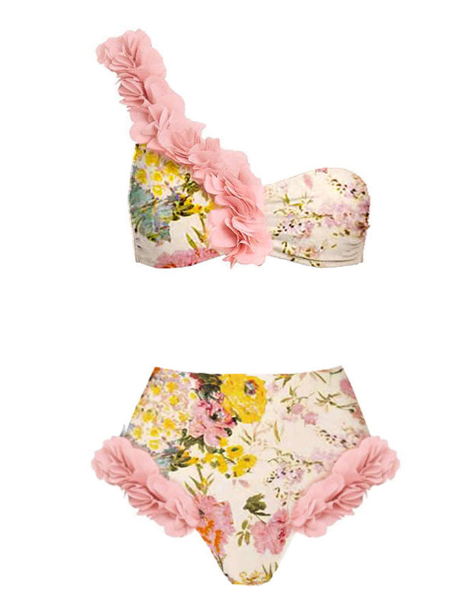 Fashion Floral Print Bikini and Cover Up