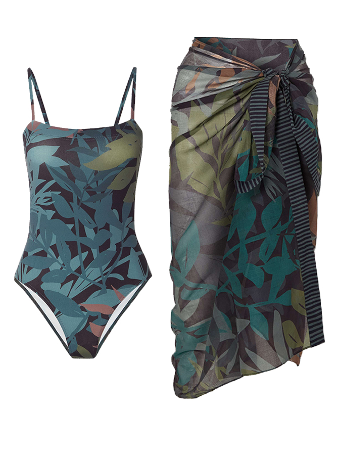 Floral Print One Piece Swimsuits and Cover-Ups