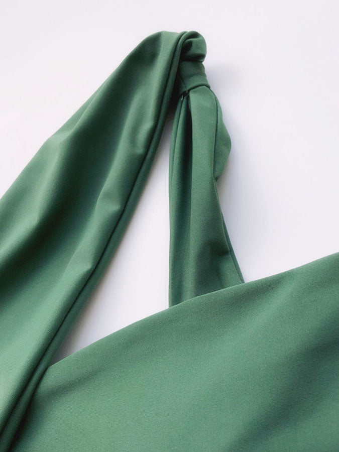 Solid One Shoulder One Piece Swimwears