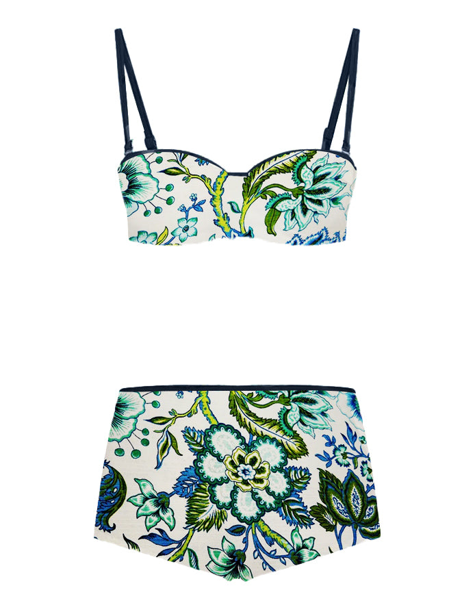 Fashion Vintage Floral Print Swimsuit Set