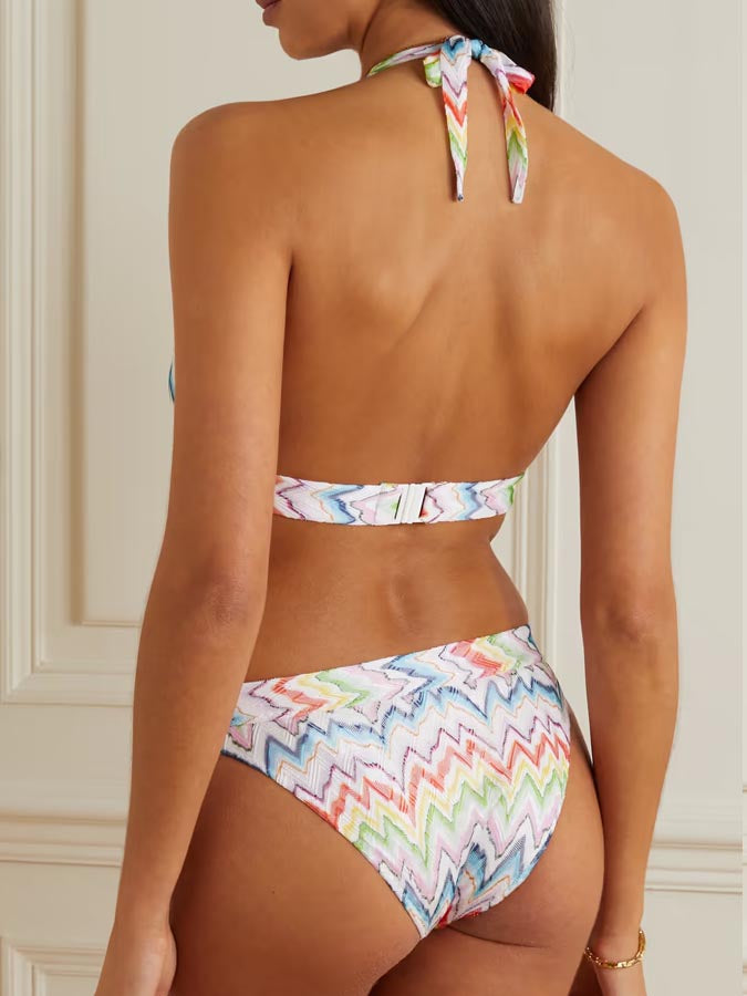 Colorful Sexy Bikini Swimsuit and Slit Skirt