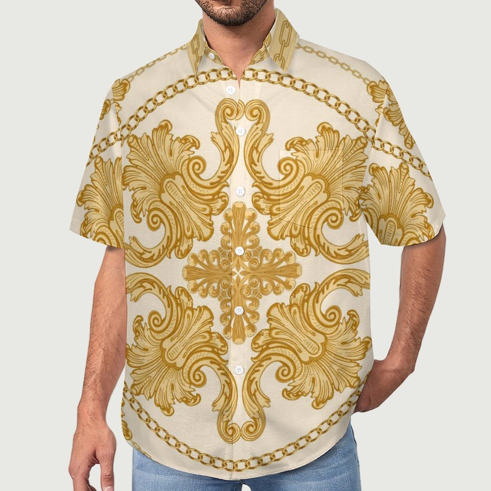 Men's Vintage Print Vacation Hawaiian Shirt 2306104054