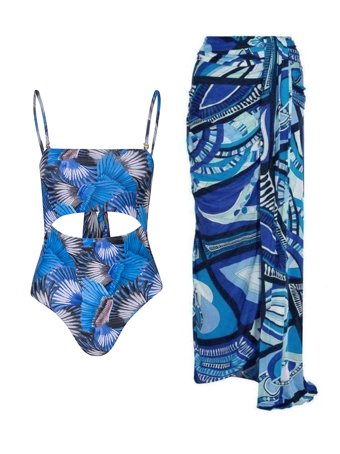 Botanical Print One Piece Swimsuits and Cover Up