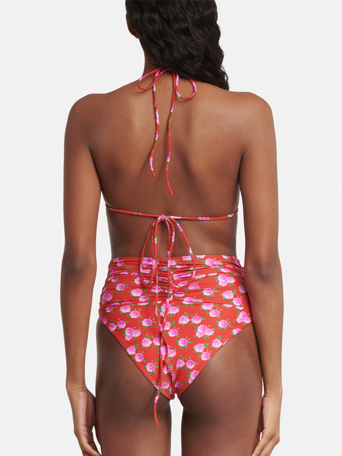 Floral Print Rose Decoration Bikini And Rose Print Cover up