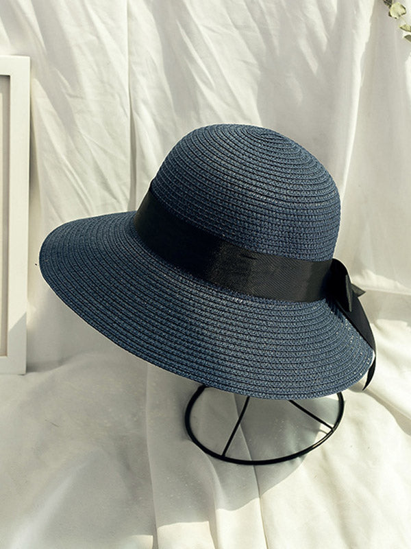 Sunscreen Straw Bow-Knot Woven Breathable Foldable Beach Hat