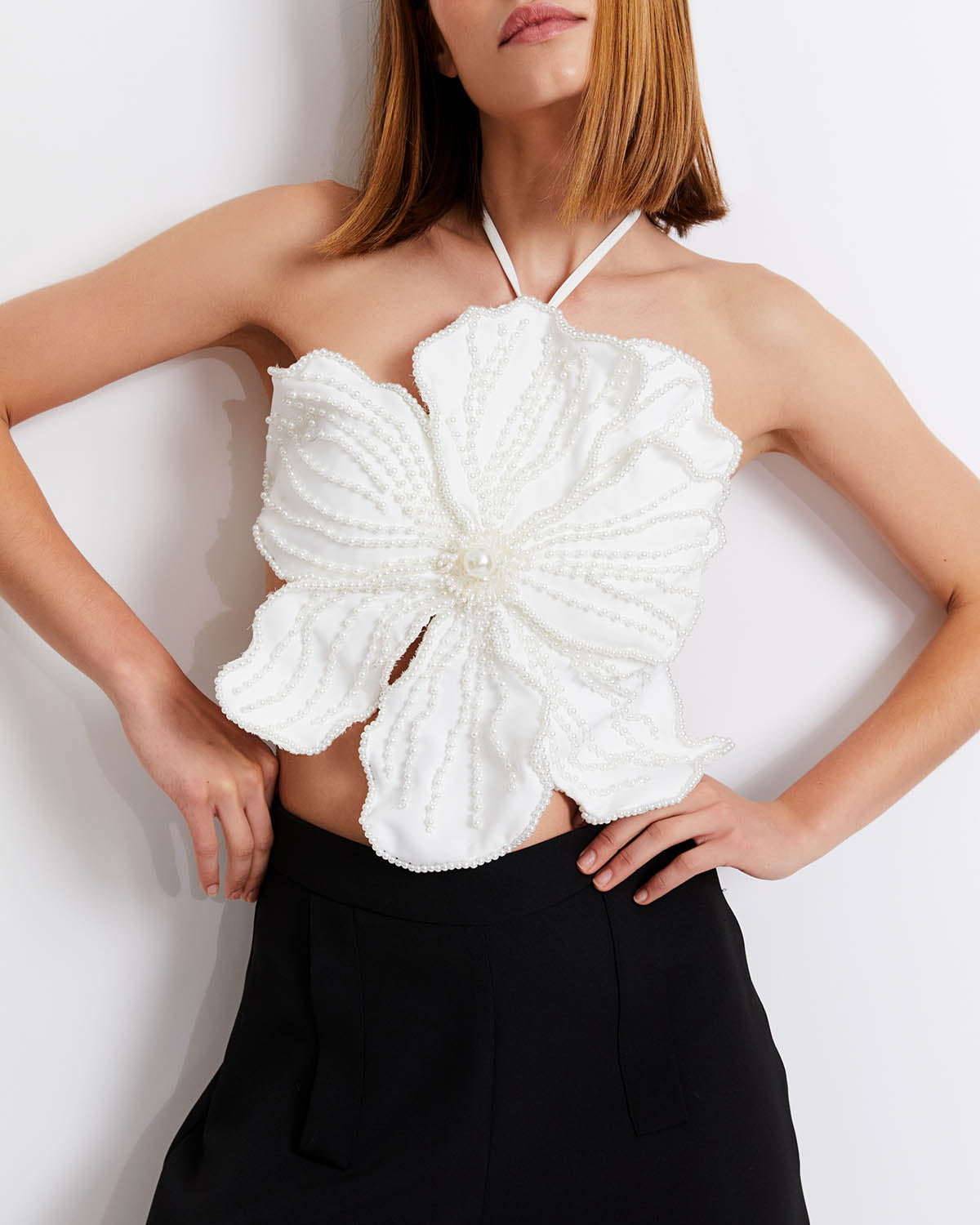 Beaded 3D Floral Swimsuit and Pants