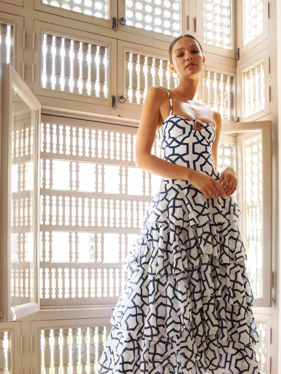 Tile Print Swimsuit and Cover-up