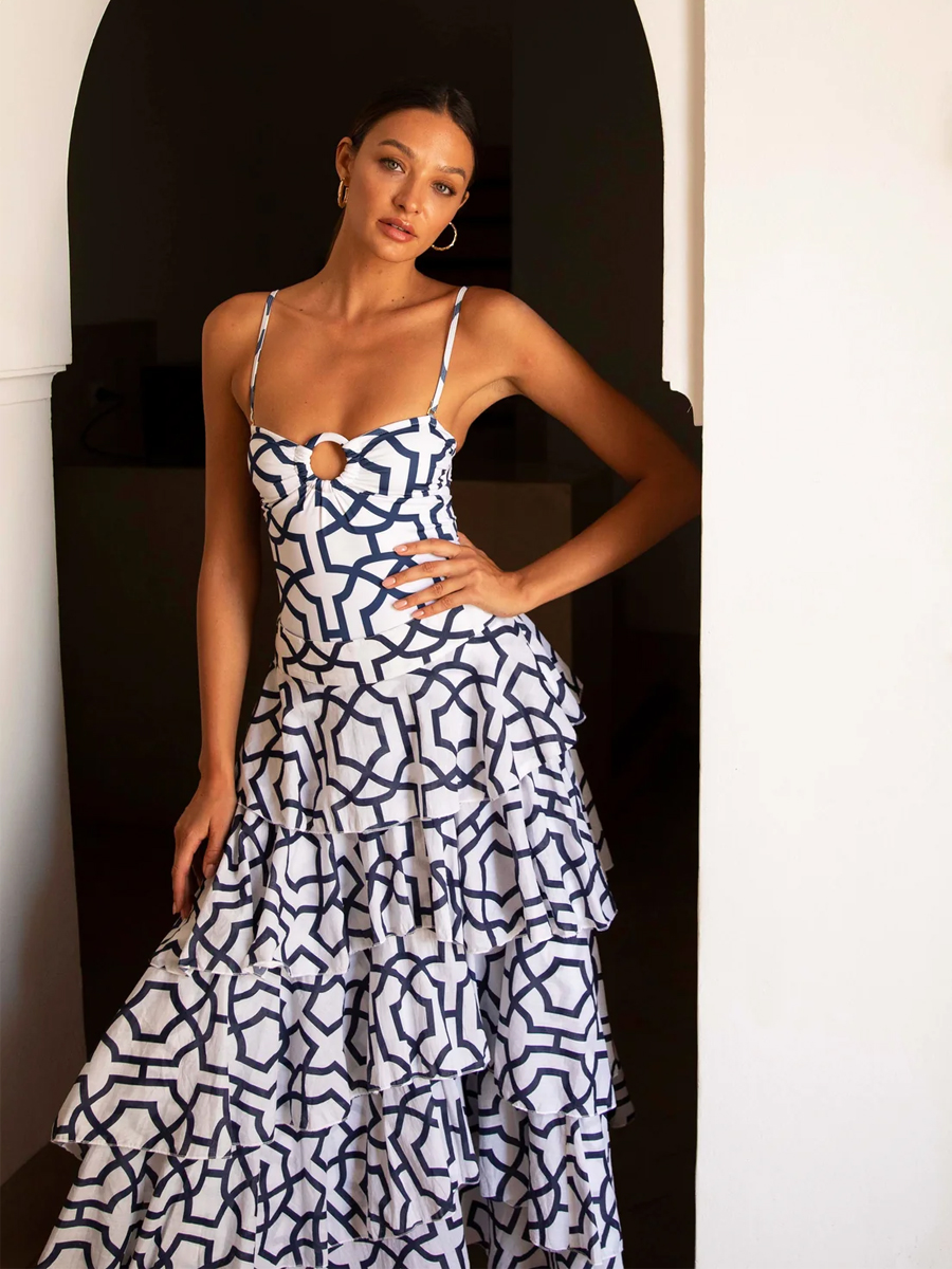 Tile Print Swimsuit and Cover-up