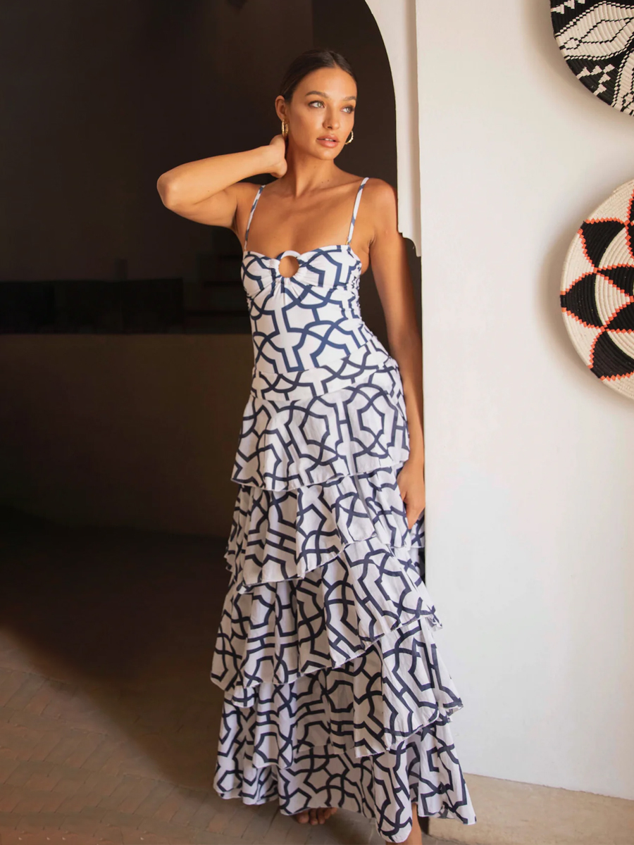 Tile Print Swimsuit and Cover-up