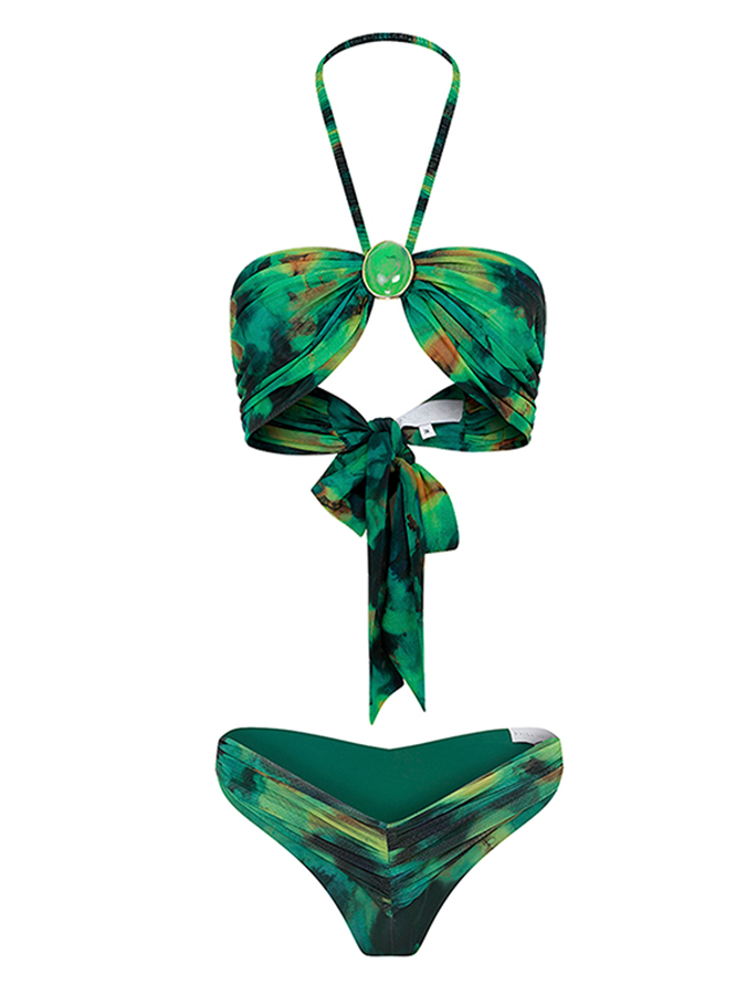 Green Halter Bikini and Cover Up