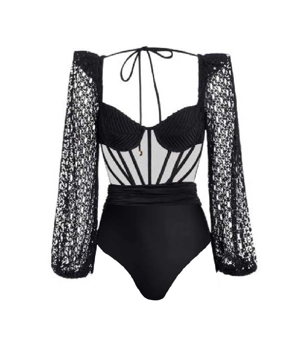 Natural Cutout Stretch-jersey And Crochet-knit Maxi swimsuit