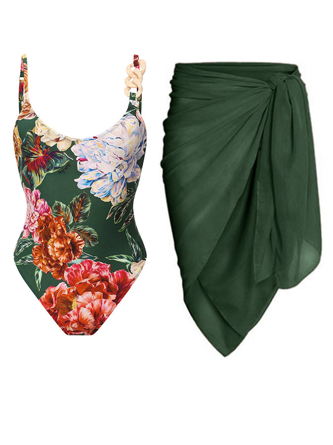 Printed Fashion One Piece Swimsuit and Cover up