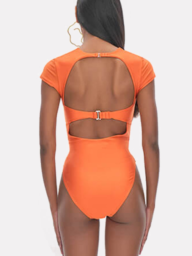 Fashion Solid Color One Piece Swimsuit