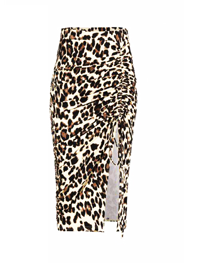 Leopard print one-piece swimsuit and cover-up