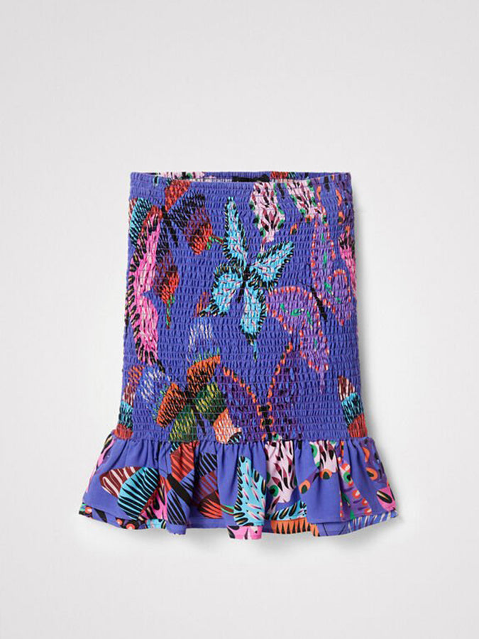 One-Shoulder Ruffle Print One-Piece Swimsuit and Skirt