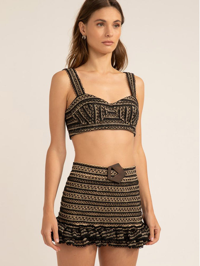 Striped Fungus Split Swimsuit