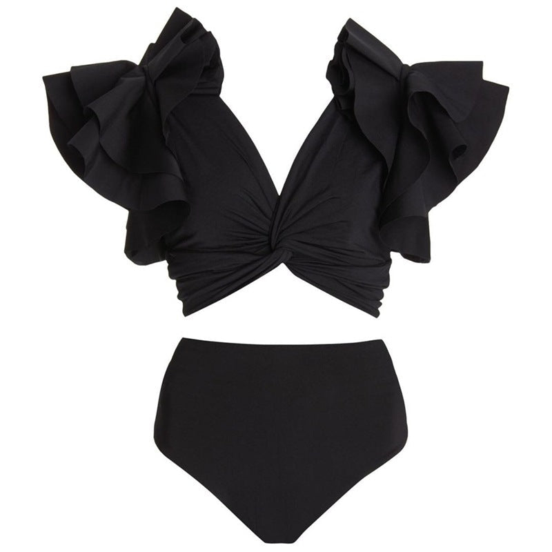 Ruffle Black Bikini Swimsuit