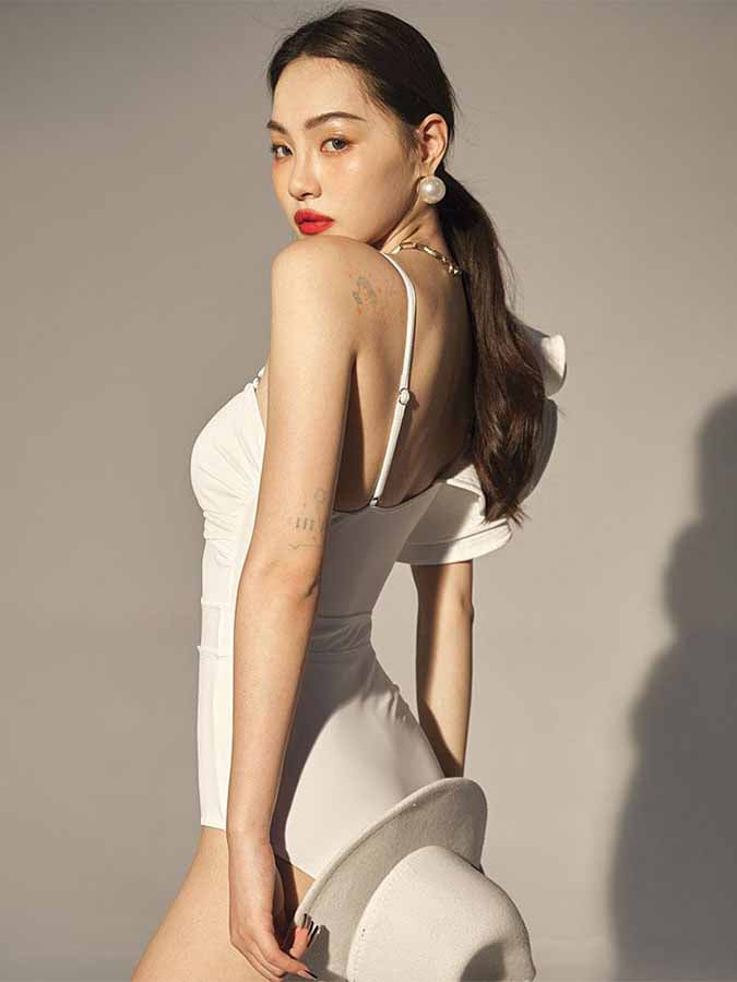 Classy Retro One Shoulder Ruffle Sexy One Piece Swimsuit