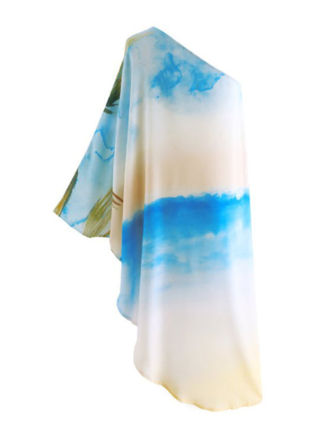 Fashion One Shoulder Beach Vacation Large Dress