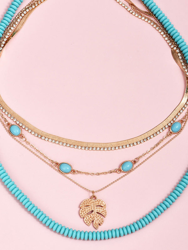 Fashion Personality Leaf Multi-Layer Necklace