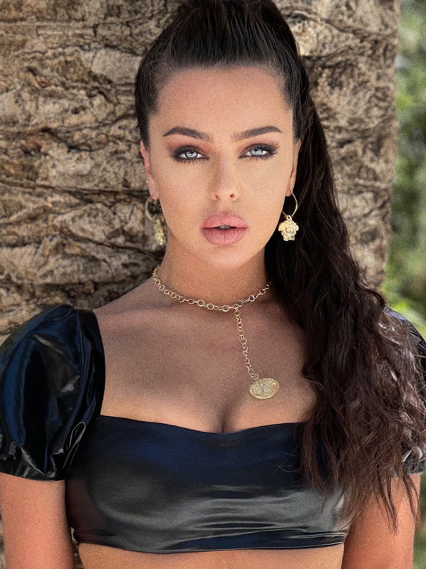 Plain Short Sleeve Backless Bralette High-Waisted Bikini Swimwear