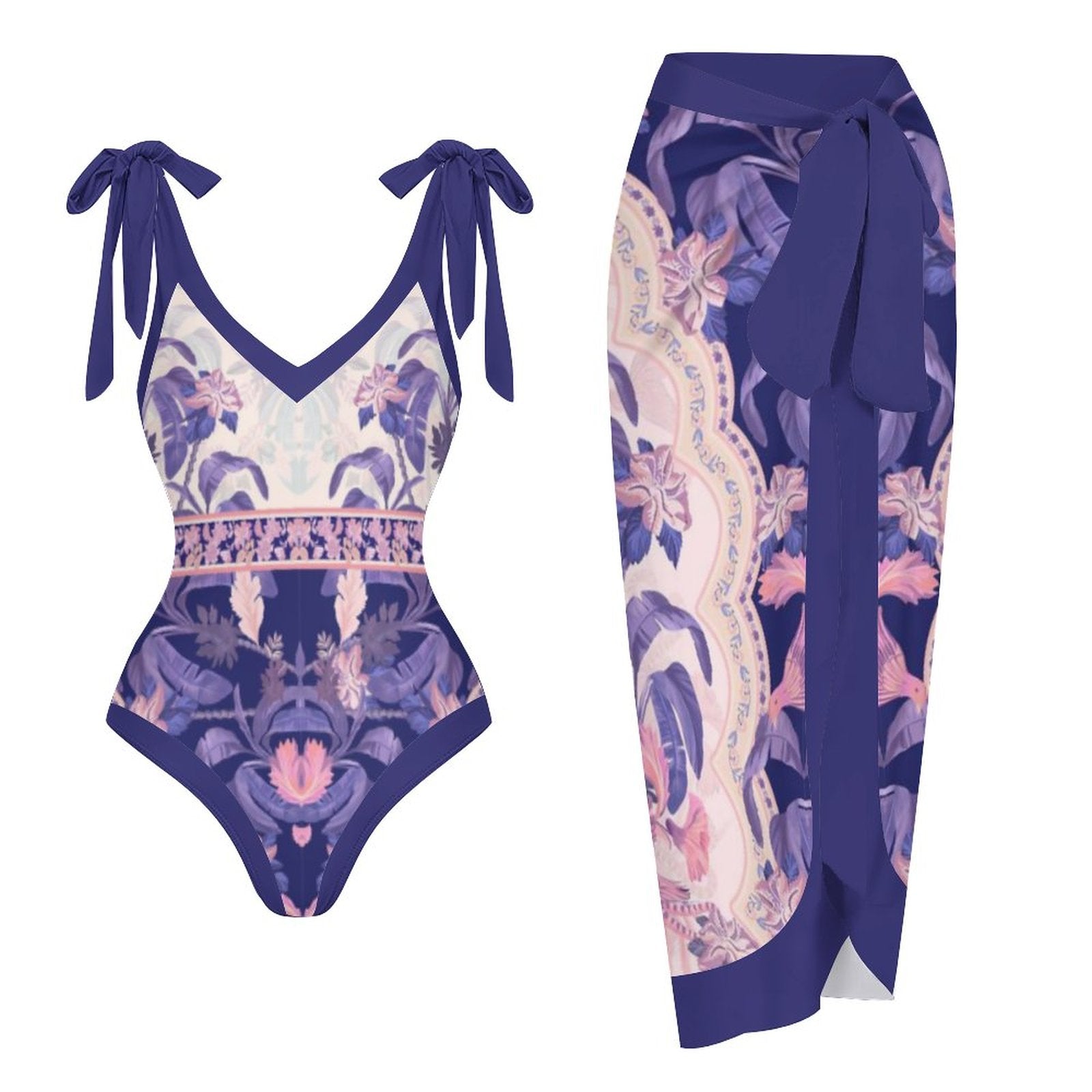 Casual Printed One Piece Swimsuit And Cover Up 2305105541