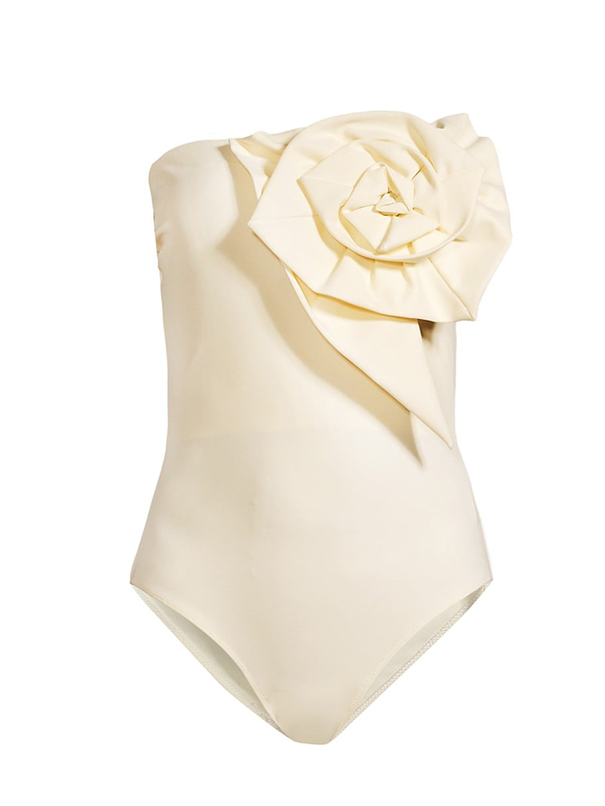 3D Flower Red One Piece Swimsuit and Cover Up