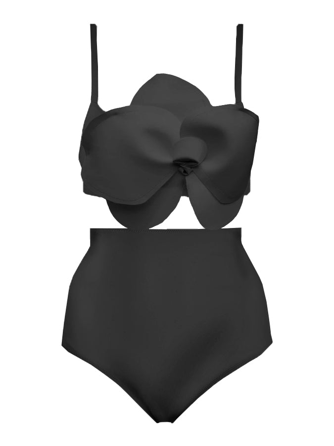 Solid Color Petal Fashion Bikini Swimsuit