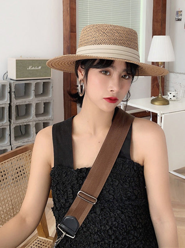 Leisure Sun-Protection Flat Straw Hat