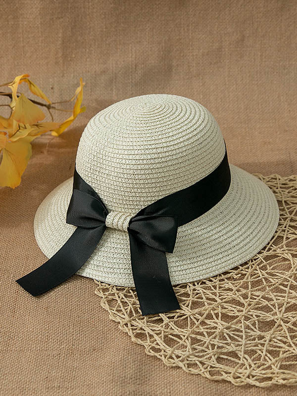 Sunscreen Straw Bow-Knot Woven Breathable Foldable Beach Hat