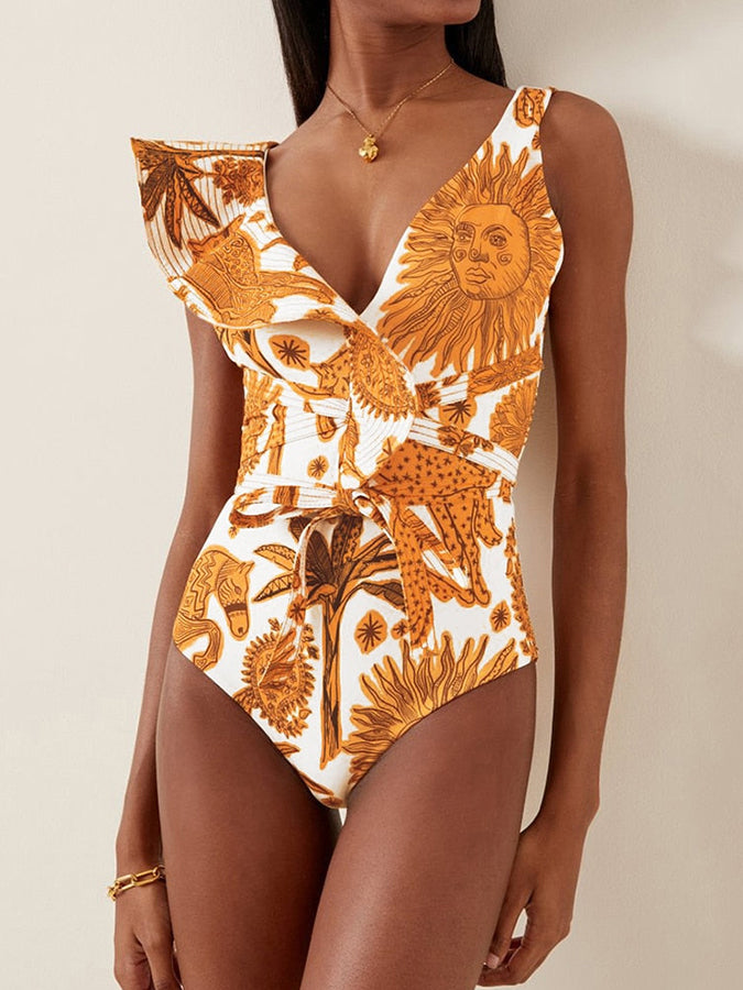 Fashion Print One Piece Swimsuit and Cover Up