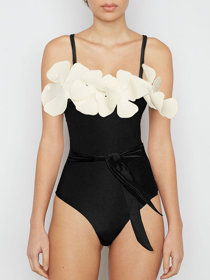 Fashion Flower Design One Piece Swimsuit