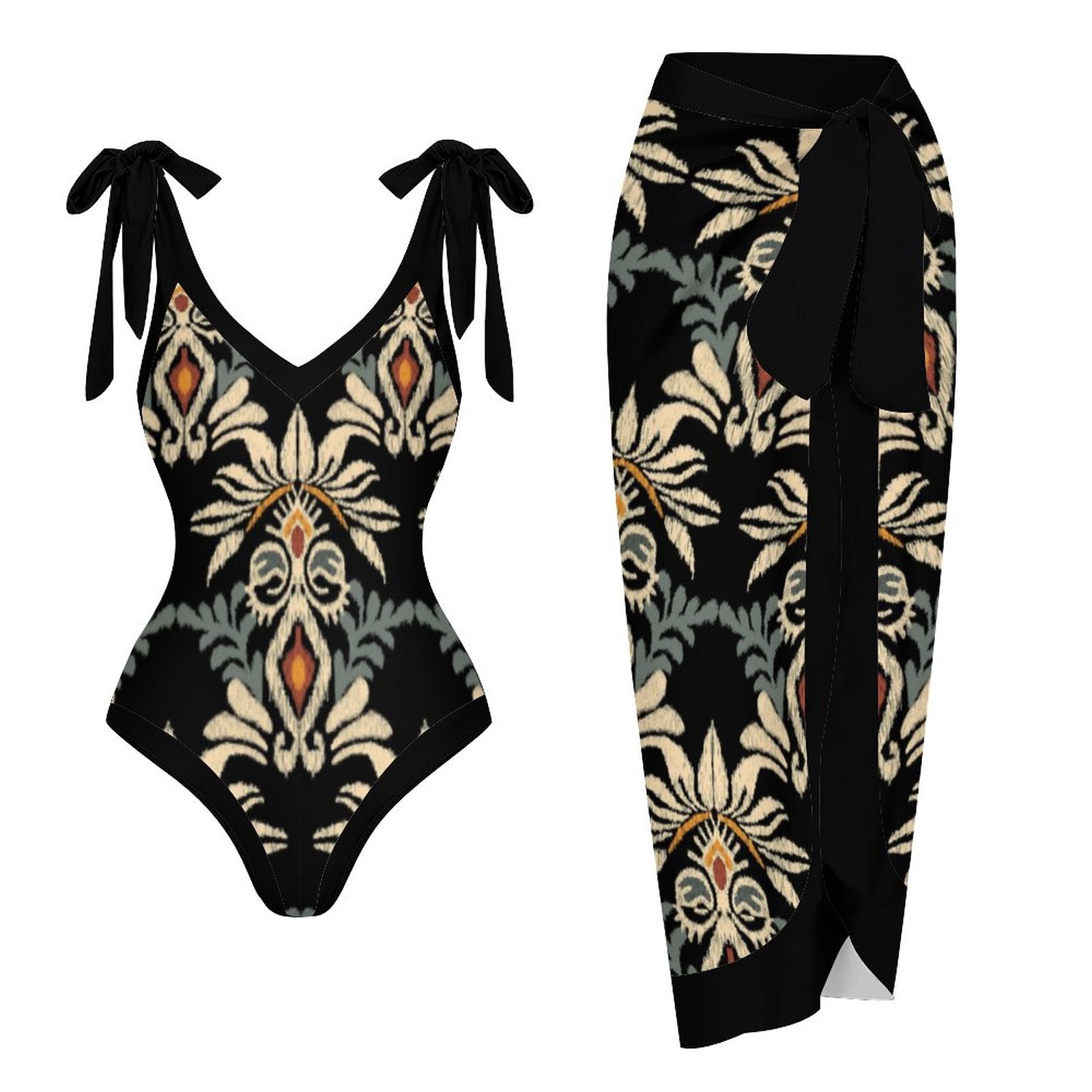 Casual Printed One Piece Swimsuit And Cover Up 2305105226