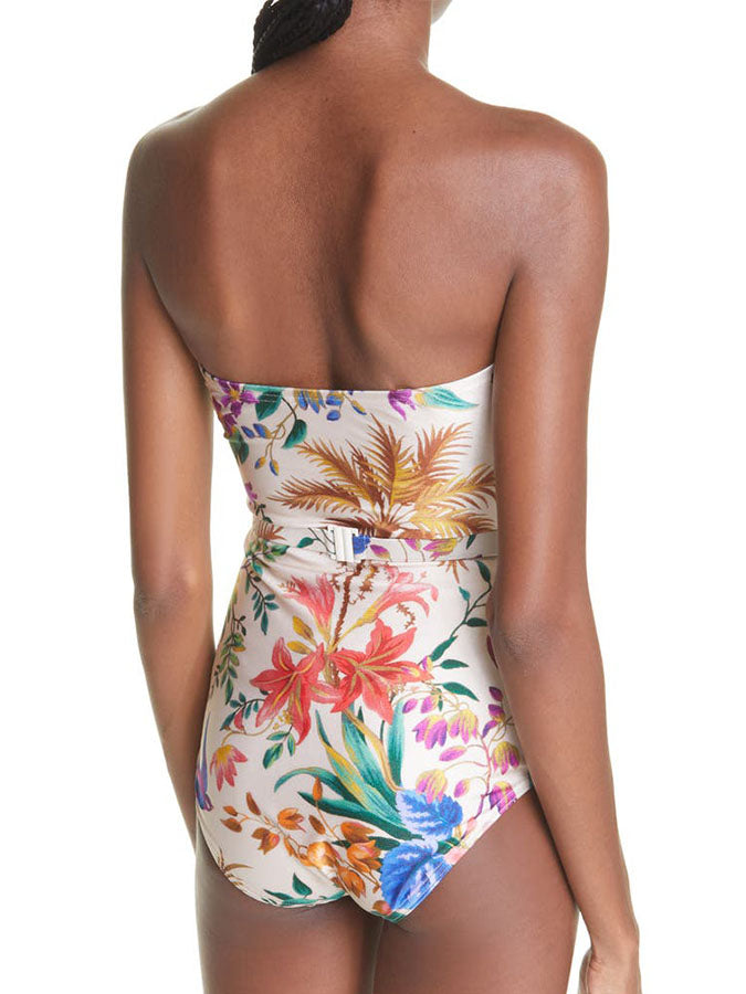 Bandeau Print Tie One Piece Swimsuit