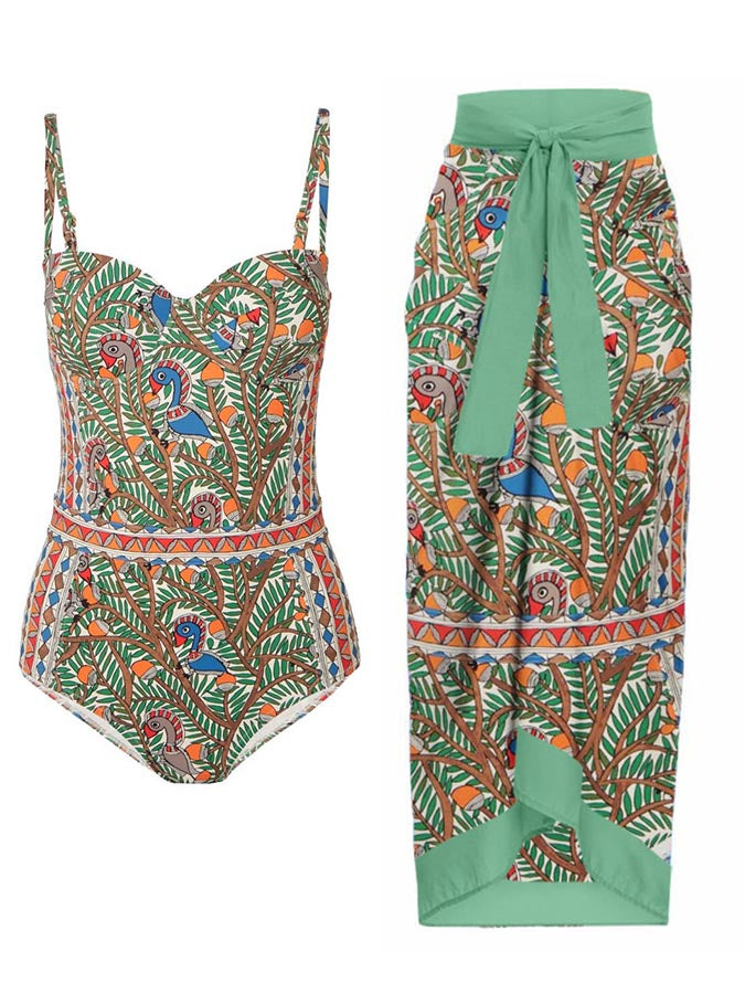 Vintage Print One Piece Swimsuit