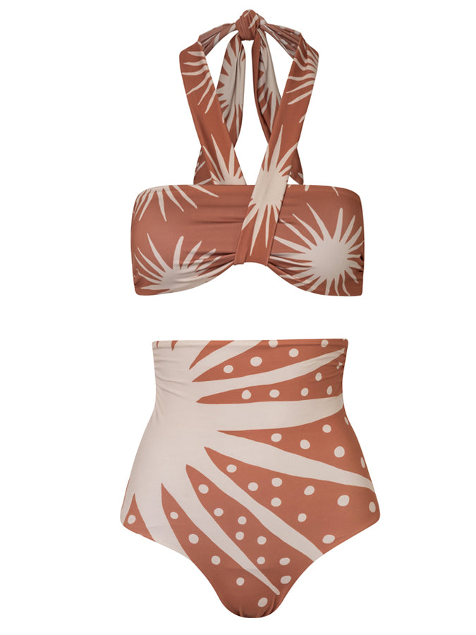 Vintage Halterneck Print Beach Bikini
