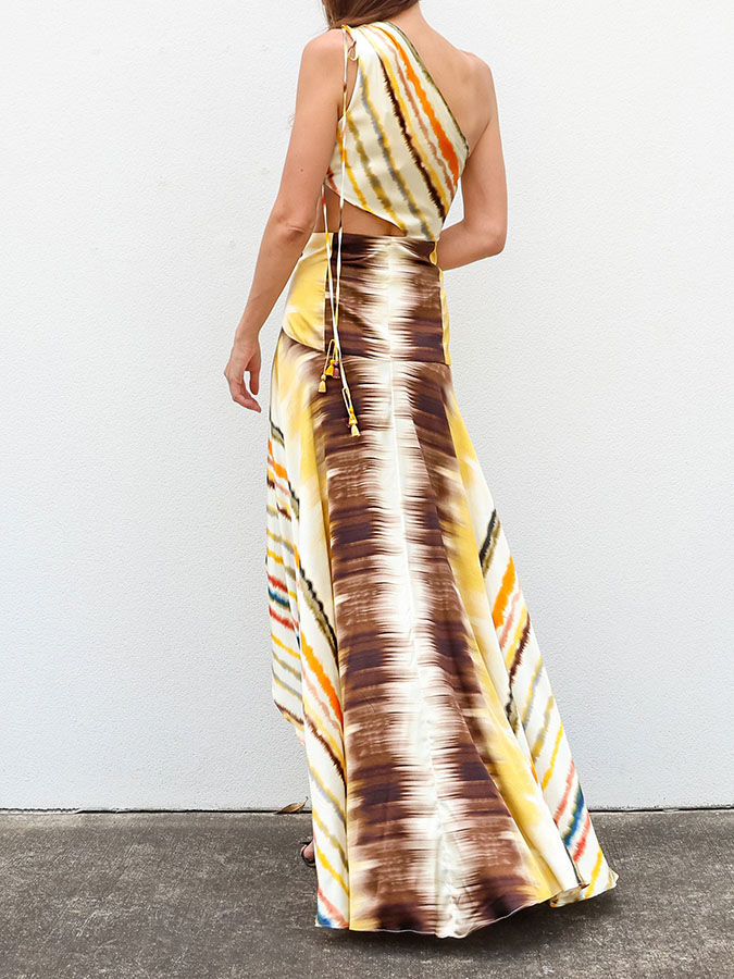 One Shoulder Print Fashion Beach Dress