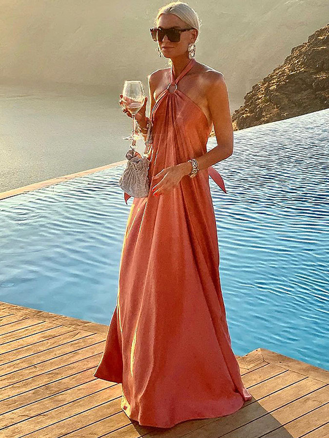 Halter Cross Straps Irresistible Desire Maxi Dress