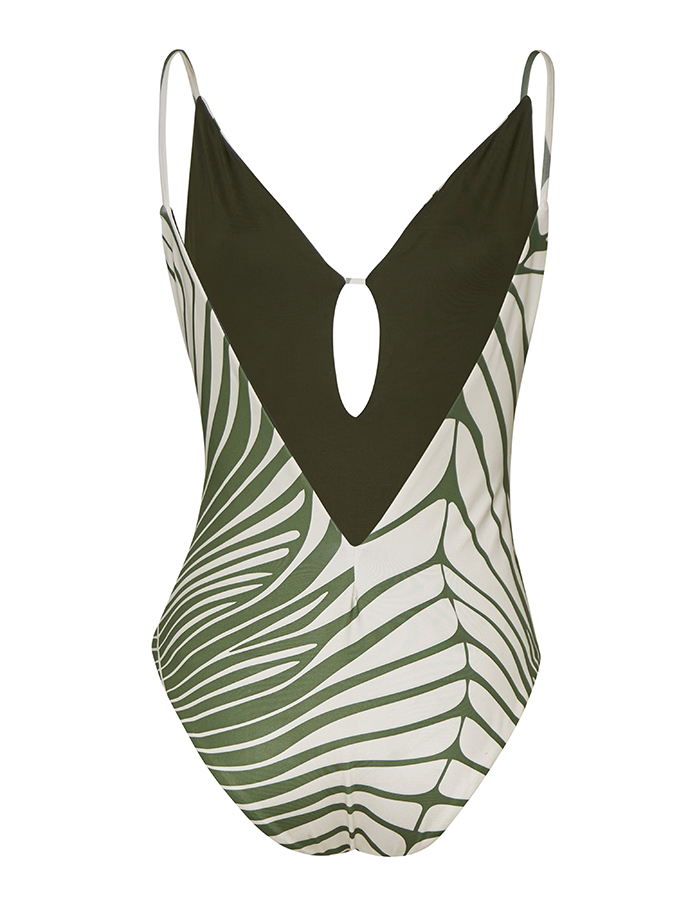 Vintage V-neck Printed Swimsuit and Cover-up