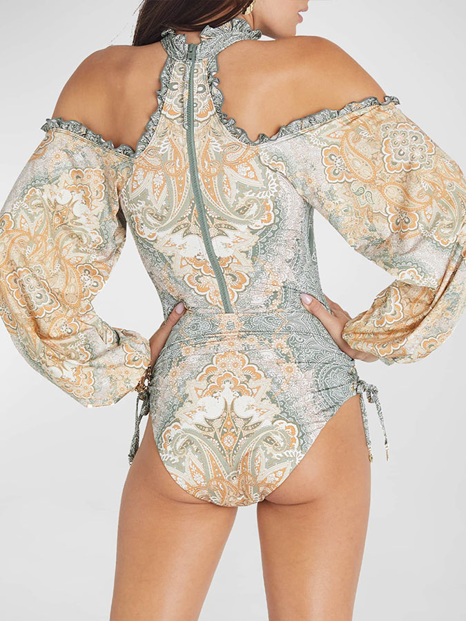 Fashion Hollow Long Sleeve One Piece Swimsuit