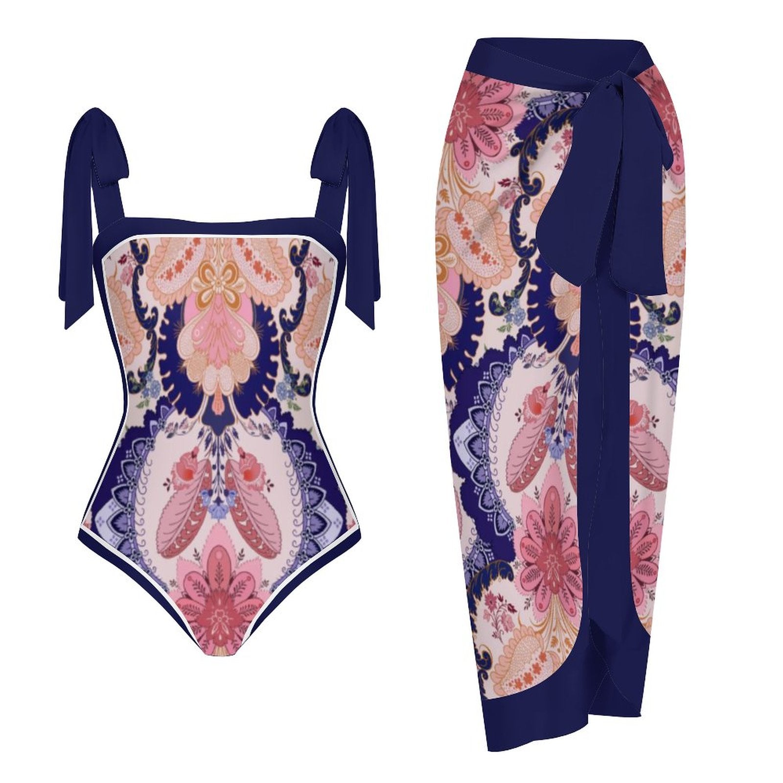 Fashion Printed One Piece Swimsuit And Cover Up 2305105406