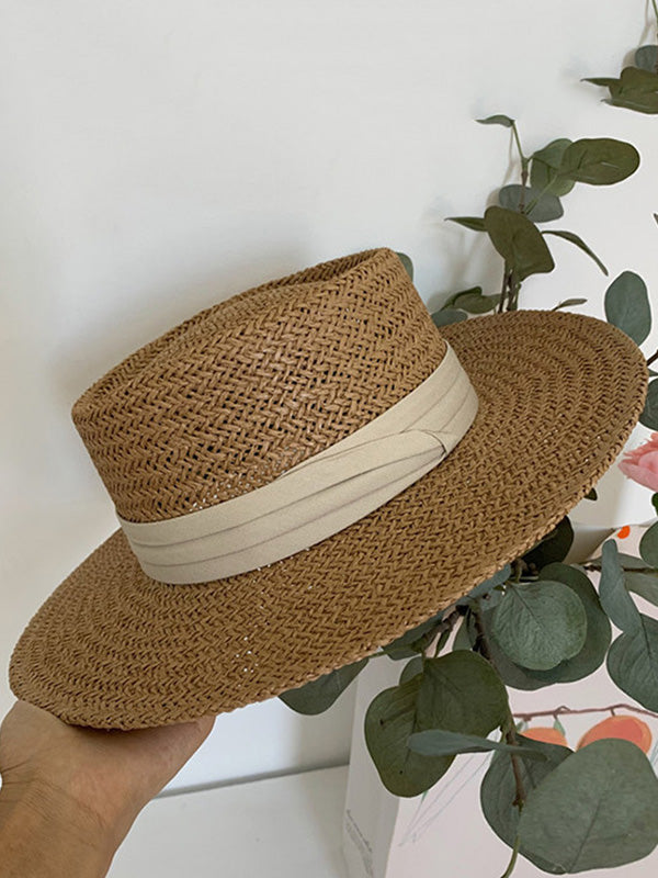 Leisure Sun-Protection Flat Straw Hat