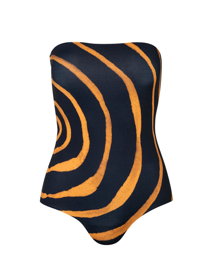 Vintage Geometric Print Swimsuit Set