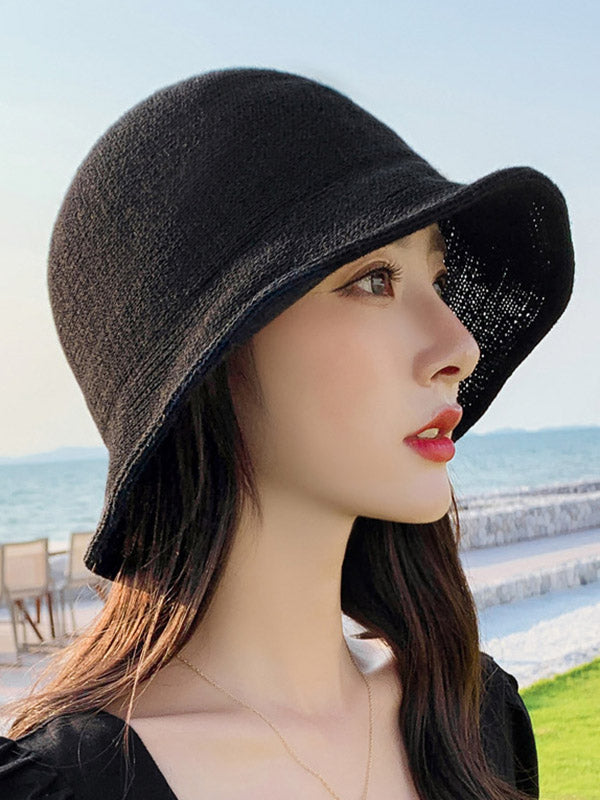 Vacation Casual Solid Color Woven Fisherman Hat