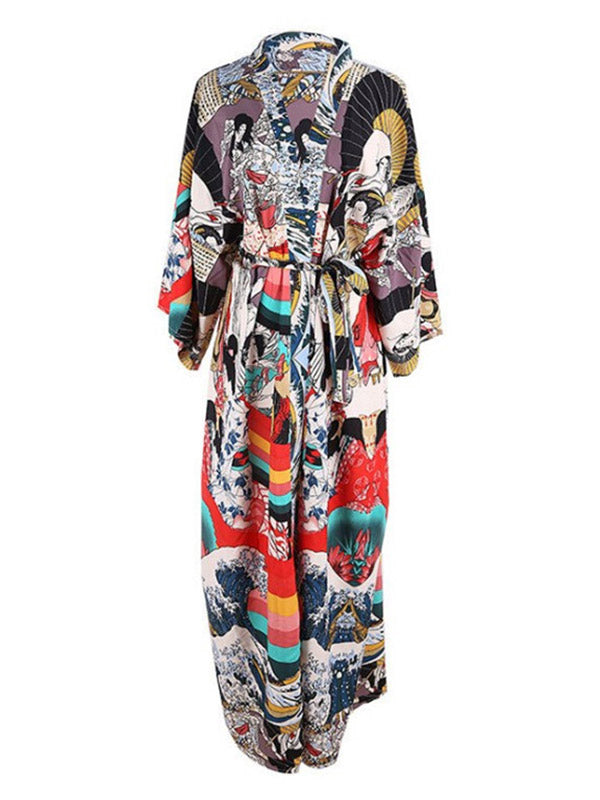 Quick-Drying Kimono Printing Loose Cardigan Cover-Up Swimwear