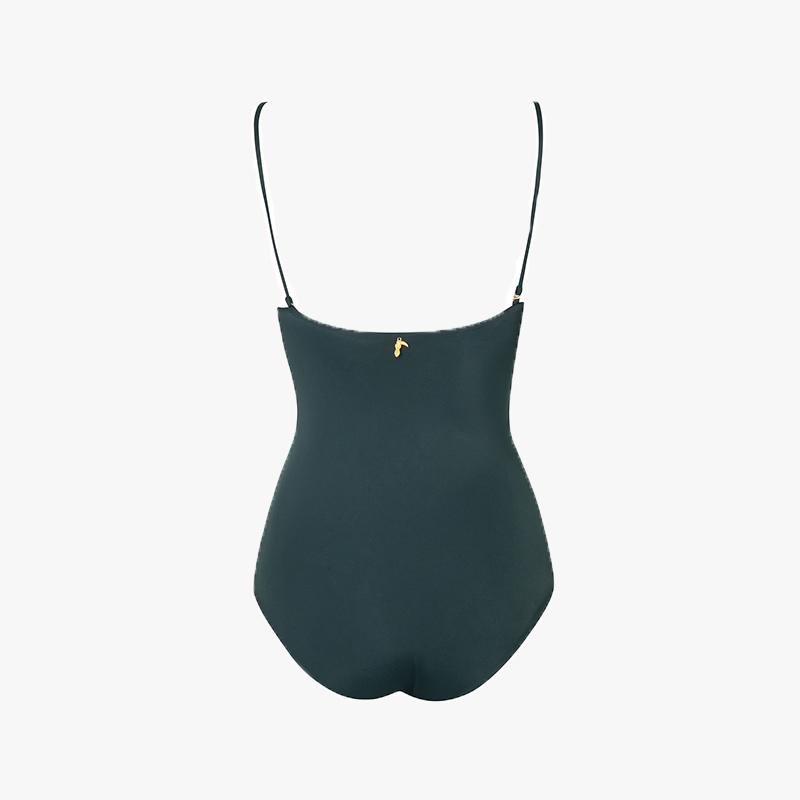 Solid Color Bow Sexy One Piece Swimsuit
