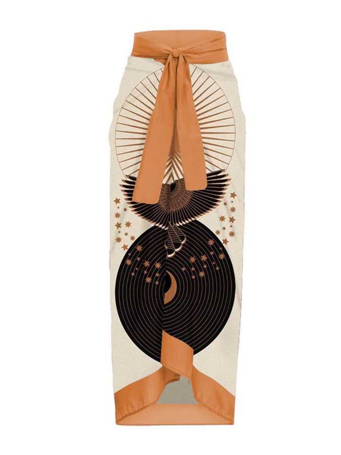 Fashion Print Tie One Piece Swimsuit