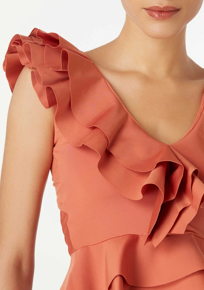 Ruffled Open-back Split Swimsuit