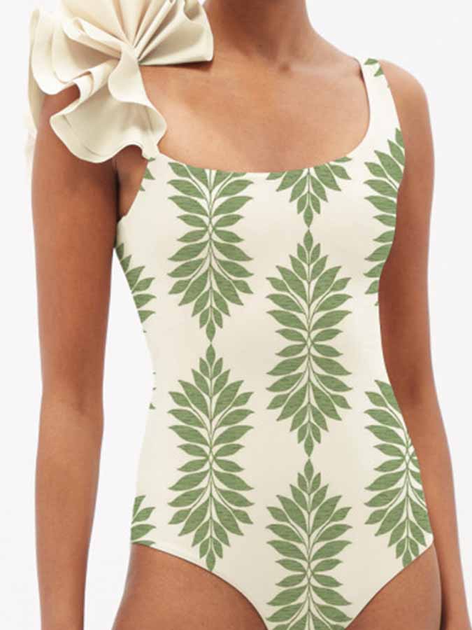 Fashion Print One-Shoulder One-Piece Swimsuit