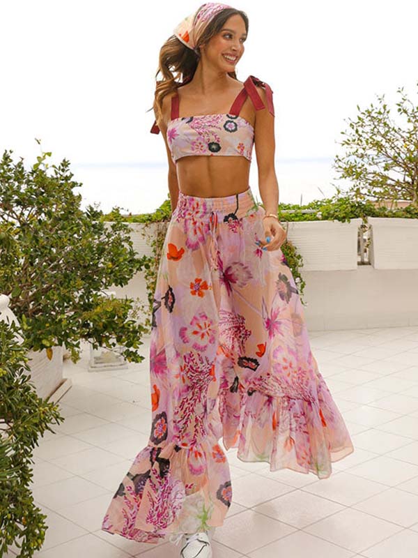 Flowers Printed Bikini and Beach Dresses